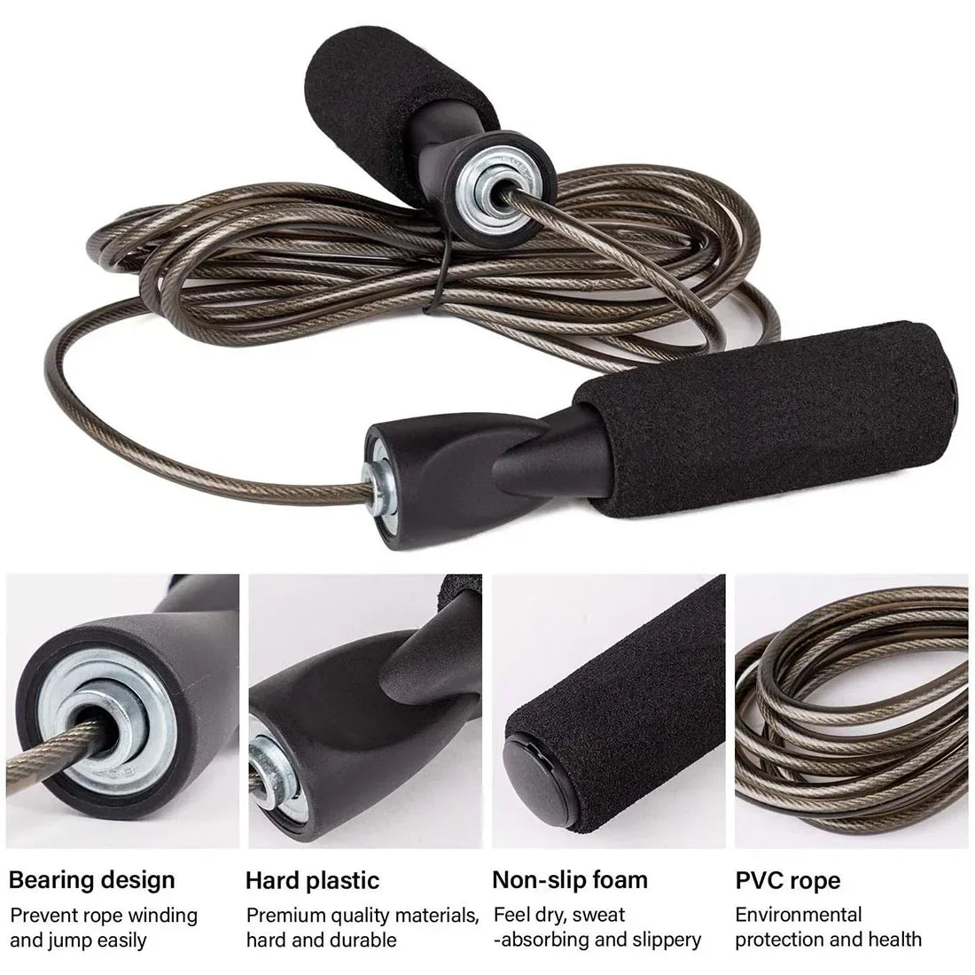 Adjustable Length Jump Rope Speed Skipping Workout Fitness Kids Adults Sport Portable Exercise Training Equipment